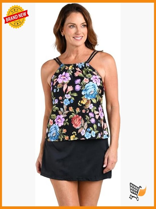 Other - High Neck Tankini Top Adjustable Removable Cups